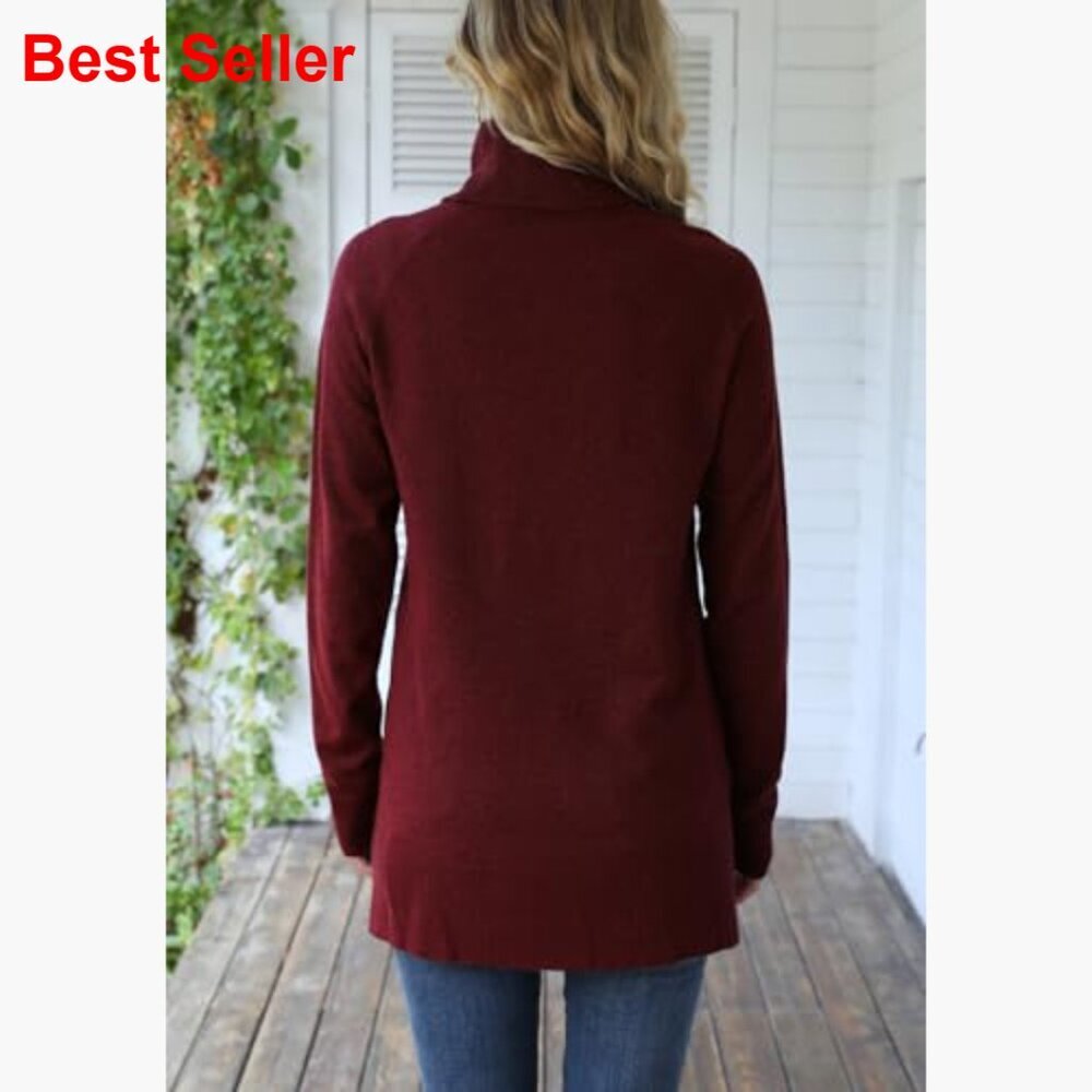 Viscose Blend Turtleneck Pullover Sweater Long Sleeve Casual - Picture 3 of 7